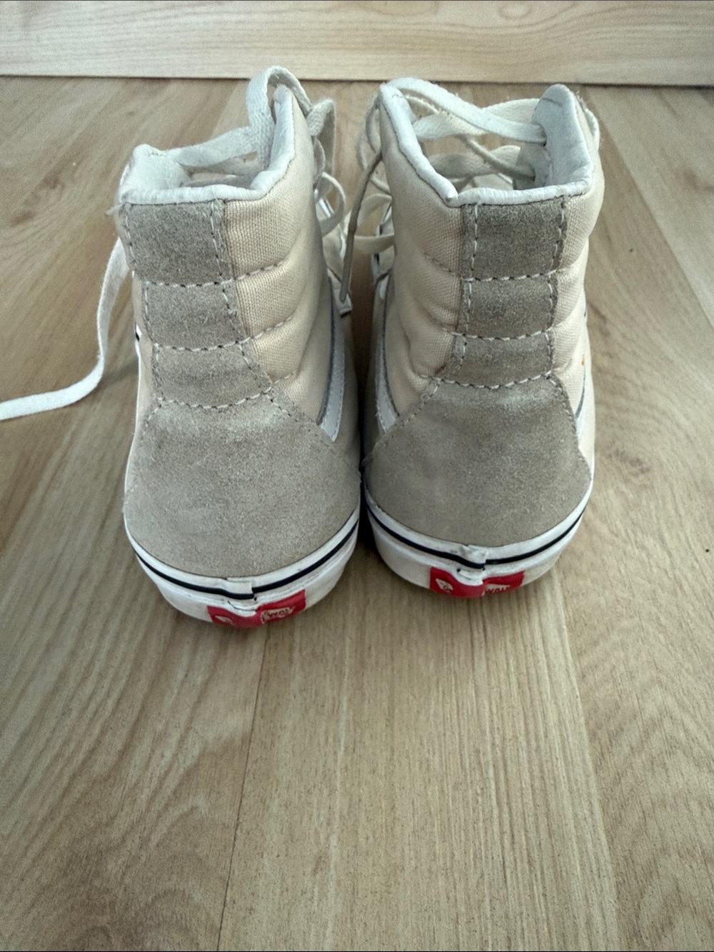 Vans Beige and White High-Top Suede Canvas Sneakers - Picture 4 of 5